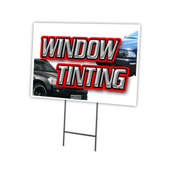 Window Tinting Yard Sign & Stake outdoor plastic coroplast window, C-1824-DS-Window Tinting